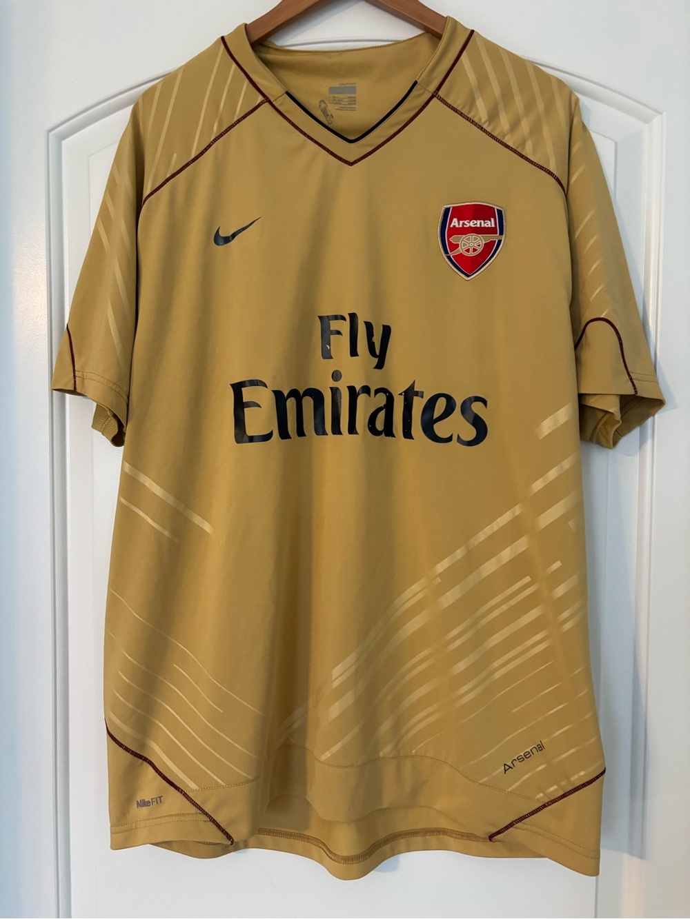Vintage Nike Arsenal FC Gold Training Jersey Shirt 2007 2008 Fly Emirates XL